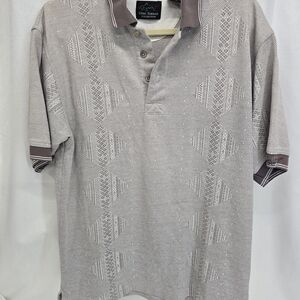 Greg Norman Collection Geometric Polo in Gray and White